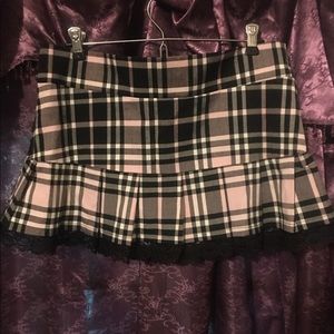 Pink plaid stretch mini schoolgirl skirt